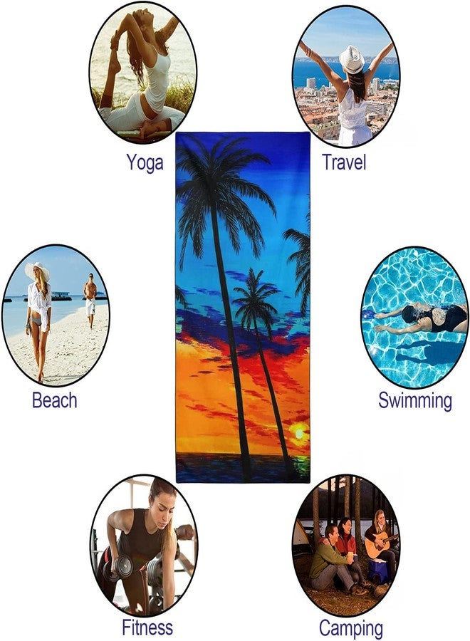 OHTMTHO Oversized Beach Towel Quick Dry Sand Free Lightweight Microfiber Beach Towels for Swim Pool Camping Travel, Colorful Sunset Coconut Palm Trees, 36"x72" - Image 4